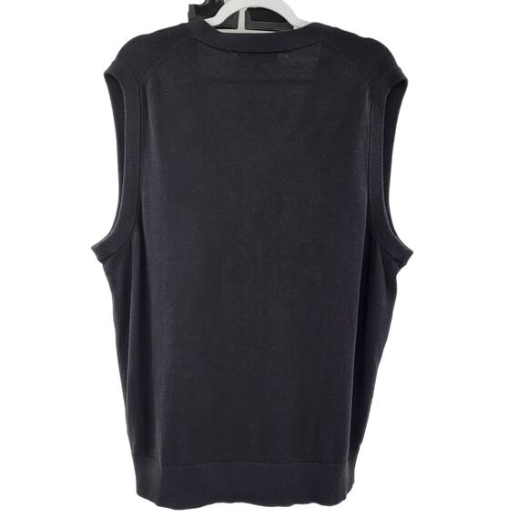Roundtree & Yorke Black 100% Cotton Button-Up V-Neck Sweater Vest Men's Large - Picture 2 of 5